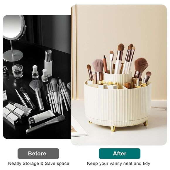 Diesisa 5 Slot Make up Brushes Cream Cup 360° Rotating Makeup Brush Holder - Picture 5 of 5